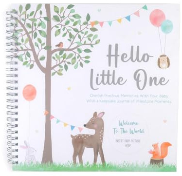 Baby Keepsake Journal - Hello Little One Milestone Memory Book Photo Record Album Toddler Newborn Shower Christening Gift Diary Memories Boy Girl Moments