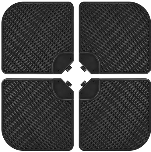 Yaheetech 4 Piece Cantilever Parasol Base Stand Water/Sand Filled Offset Umbrella Cross Base Heavy-Duty Rattan Patterned HDPE Patio Umbrella Weights