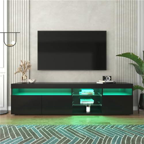 Ntxplora Meuble TV Moderne 180 Cm avec Panneau Lumineux Et éclairage LED Variable Idéal pour Le Salon Et La Salle à Manger(Color:Noir)