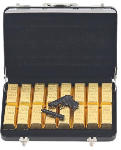 TOPINCN Mini-Haus-Koffer, Puppenhaus-Miniatur-Koffer, Gepäckkoffer mit Goldbarren, Mikro-Dekoration, Miniatur-Gepäck-Replik, Puppenhaus-Miniatur-Gepäckbox