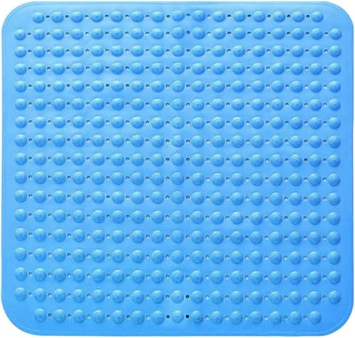 Duschmatte, Duschmatte rutschfest,48 x 48 cm, Antirutschmatte mit Saugnäpfen, Massage Duschmatte rutschfest, für Saunen, Duschräume, Waschmaschinenfest, Quadrat, blau
