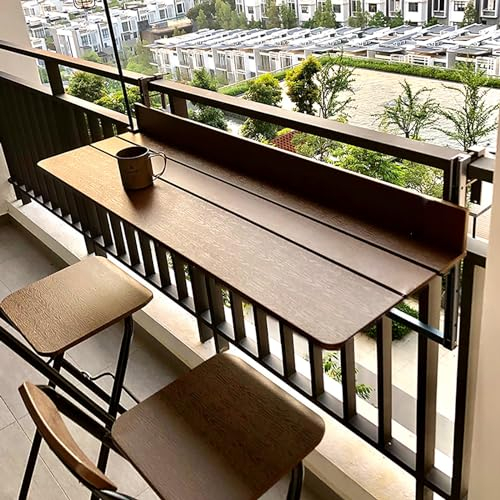 Tavolo da balcone sospeso per ringhiera esterna, scrivania pieghevole per terrazza da giardino, tavolo da bar per uso interno ed esterno, tavolo pieghevole salvaspazio