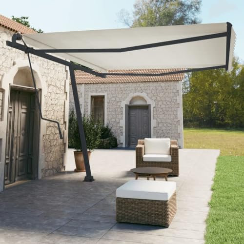 Homgoday Set Pfosten für Sonnensegel, Anthrazit, 450 x 245 cm, Eisen, Möbel, Outdoor-Zelt für Privatsphäre, Markise für Garten, Balkon, Sonnensegel für den Außenbereich, Seitenmarkise für Terrasse im