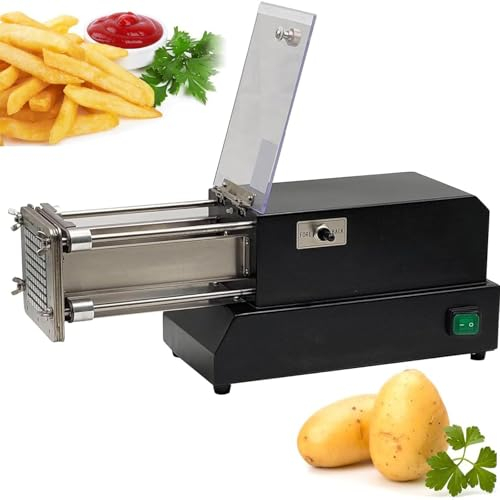 DPQYJPP Kartoffelchipper Pommesschneider,Edelstahl Pommes Frites Schneider Kartoffelschneider Profi mit Rutschfester Basis und Ersatzklinge und Sicherem Saugfuß für Karotten,Gurken,Black-12mm