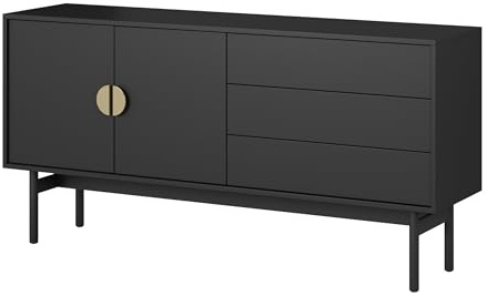 Selsey TV-skåp bord skänk, tv-bord, TV-skåp, 154 cm, lådor, svart, stoon