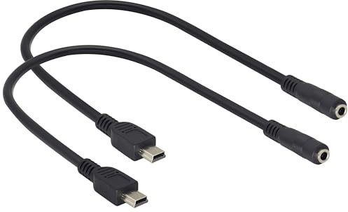 HCFeng 3.5mm to Mini USB Cable Mini USB Male to 3.5mm Female Audio Cable 3.5mm Female TRRS 4-Pole Jack to 5 Pin Mini USB Male Mic Cord Adapter Cable [1Ft/30cm-2Pack]