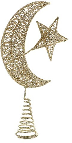 KONTONTY Weihnachtsbaumspitze Aus Glitzernder Stern Und Mond Als Festlicher Baumtopper Für Ihre Weihnachtsdekoration Für Stimmungsvolle Feiertagsfeiern