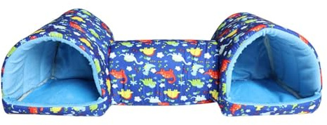 LOVIVER Tunnel et lit pour cochons d'Inde, pour Hamster, Maison pour Petits Animaux, lit pour Petits Animaux, Chinchilla, Dinosaure Bleu