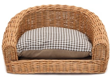 CREEDWOOD Tier Bett Prince | Weide, geflochten, 57x42cm | für kleine bis mittelgroße Hunde | Katzenbett, Hundekorb, Haustier Kuschelbett, Hundekissen, Katzenliege, Haustier Körbchen, Katzenkorb