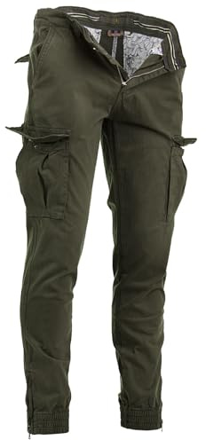 Instinct I Pantaloni Uomo Cargo con Tasche Laterali Slim Fit Autunno Inverno Caldi, Pantaloni Tasconati Multitasche Militari da Lavoro con Elastico alla Caviglia e Coulisse, Taglia 48, Verde MK-606