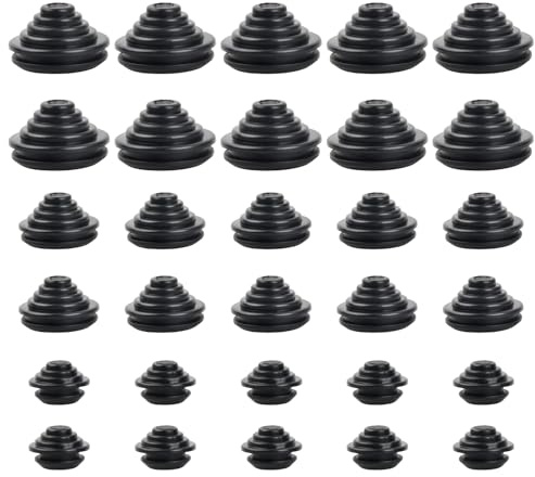 30 Pcs CableGrommet, 10mm/20mm/25mm Rubber Grommets, Abrasion Resistance Tower Shaped Grommet, for Cables, Plugs, Electrical Appliances, Wire