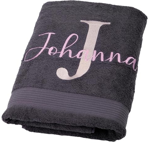 Handtuch bestickt mit Monogramm Großbuchstabe Initiale und Name personalisiertes Saunahandtuch Geschenk Geburtstag Frau Badetuch Duschtuch Mann Waschlappen Gästetuch mit Personalisierung Bestickung
