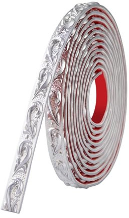 Zayejod Silver Molding Trim Self Adhesive,Peel and Stick Wall Ceiling Decorative,3D Wallpaper Border,Tile Edgings,Sticky Wall Lines for Mirror Edge,TV Background (2CM x 5M)