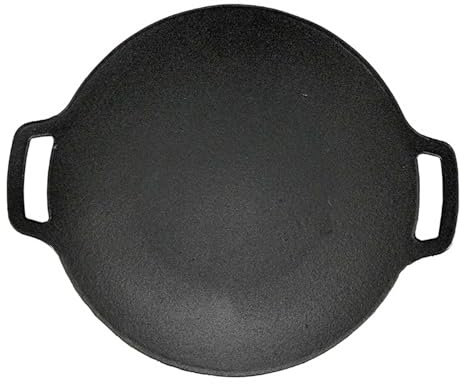 Padella per griglia coreana - Padella rotonda in ghisa per grigliare bistecche | Compatibile con piani cottura a induzione, piastre grill, fornelli elettrici, per uso interno/esterno, disponi