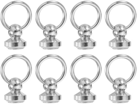 sourcing map 8Pcs Screw Round Head Rivet, 9.5mm Pull Ring Rivet Fasteners, Screw Rivet Studs for DIY Leather Craft Belts Purse Handbags (Chrome Color)