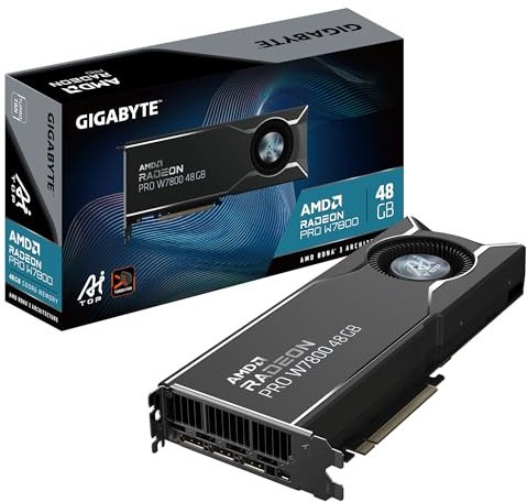GIGABYTE Radeon Pro W7800 AI Top 48G Tarjeta Gráfica - 48GB GDDR6, 384 bits, PCI-E 4.0, 3 x DisplayPort 2.1, W7800 AI Top 48G