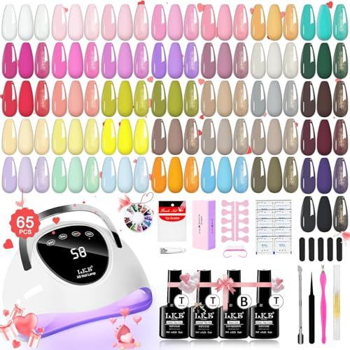 UV Gel Nagellack Set, LKEE Gelnägel Kit 36 Farben – Frühlings-Sommer Edition in Pink Weiß Grün Gelb mit 108W UV/LED Nagellampe, Gelnagellack Starterset für Maniküre