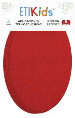 2 Thermoaufbügelbare Knie- und Ellbogenflicken – Bügelflicken 16 x 10 cm – Zum Reparieren & Verstärken von Hosen, Jacken, Pullovern & Hemden – Farbe: Rot