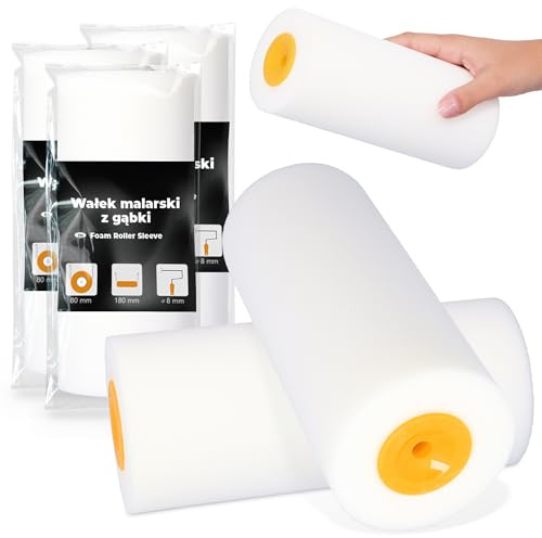 3x Skumfärgrulle 18 cm Skumrulle Färg Lack Fernissa Släta Ytor Väggar Möbler Jämnt Lager Snabb Torktid Enkel Användning Passar Renovering Inredning Gör-Det-Själv