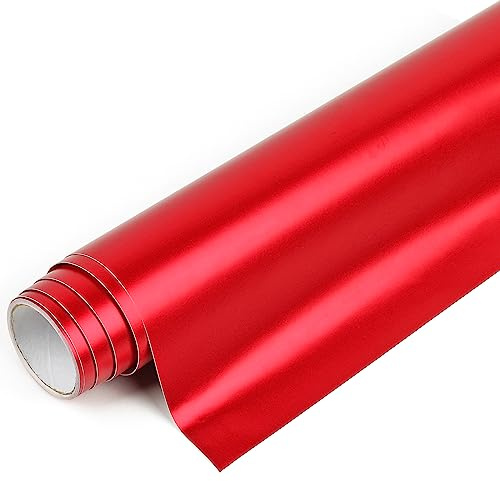 IModeur Matte Metallic Red Permanent Vinyl Roll - 30.5 x 214 cm Red Vinyl for Cricut, Self Adhesive Vinyl for Cup, Windows, Birthday Gifts, Party Ornaments, Home Decor