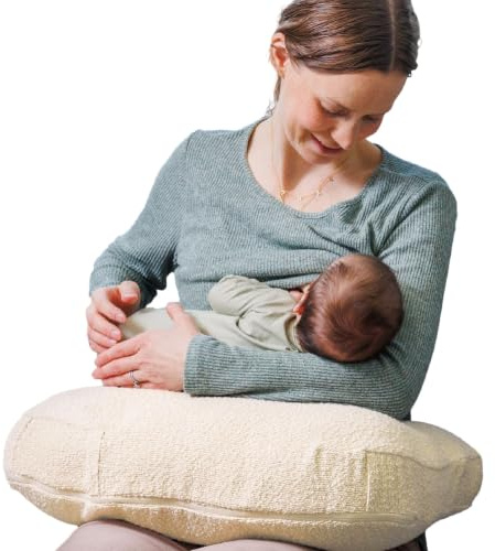 Boppy Cojín ergonómico para biberón y Lactancia con Zona Alta, Firme y Grande, Resistente al Agua con Funda Lavable, verificado por Baby Safety Alliance, Avena, Guateado