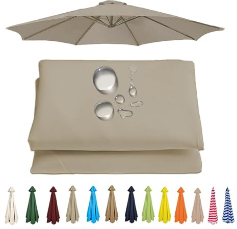 UWOBTN Toldo de Recambio de Sombrilla 2/2.3/2.5/2.7/3 Metros 6/8 Varillas Impermeable Cubierta de Repuesto para Sombrilla para Jardín, Patio, Piscina, Terrazas(B5,6ribs 270cm/8.8ft)