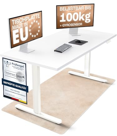 WINTONCOVE Höhenverstellbarer Schreibtisch elektrisch 120x60cm [Zertifiziert] Stabiler elektrischer Schreibtisch | höhenverstellbar elektrisch mit Dual-Motor & sauberem Kabel-Versteck