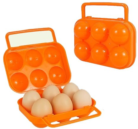 Treabear - Caja de huevos portátil para exteriores, caja de huevos de camping, 6 huevos, caja de almacenamiento para huevos