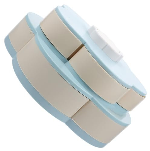 FUNNETOYU Bandeja Giratoria Para Almacenar Alimentos Doble Capa De Pp Azul Con Soporte Para Teléfono, Exhibidor En Forma De Flor Para Dulces y Aperitivos, Adecuado Para Hogar, Oficina y Fiesta