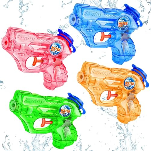 Mini Pistolet a Eau 4 Pièces Petit Pistolets à Eau Enfant Jouets de Mini Water Guns pour Garçons et Filles Activités Nautiques en Plein Air, Cadeaux de Fête d'Été à La Piscine et à la Plage