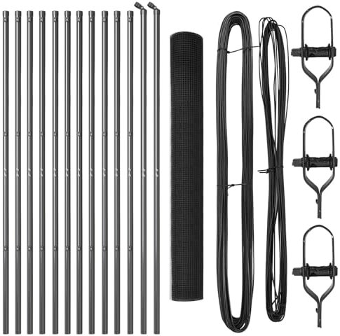 vidaXL Welded Mesh Fence with 13 Posts Grey 1.2 x 25 m Steel Durable Outdoor Fence Set Posts Garden Metal Solution Safe Barriers Mat Industrial Style Barbed Wire
