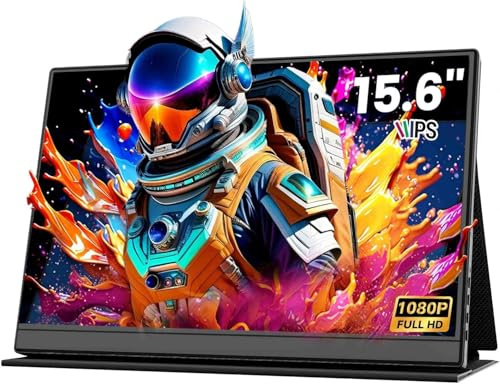 Xyvolve 15,6'' Monitor Portátil FHD 1080P IPS, Pantalla Cuidado Ocular, Funda Protectora Soporte, HDMI Tipo C, sRGB 100%, Altavoces Integrados, para Portátil PC Mac Teléfono PS4/5 Xbox Switch TV