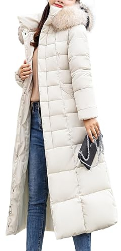 Dunrockar för kvinnor Lång vinterkappa i fuskpäls för kvinnor Puffer Slim Fit Elegant varm jacka med avtagbar huva