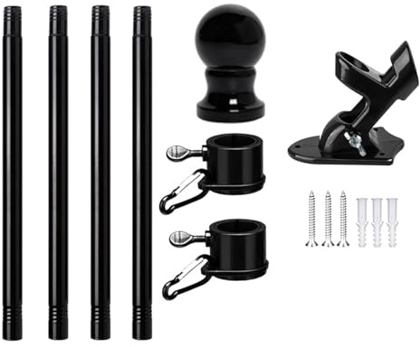 Eznaobo Flag Pole Kit, 5/6FT Wall Mounted Flagpole Kit with Stainless Steel Mounting Bracket, Flags Pole Set for House Garden Yard Outdoor Fence (5FT)