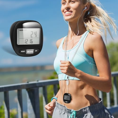 SUPVOX Contapassi Portatile con Clip Resistente all Umidità per Camminata e Escursionismo Pedometro Riutilizzabile con Display Digitale Semplice per Anziani e Monitoraggio Attività