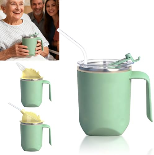 Seruno X Adult Sippy Cup 400ml Leakproof with Straw | 304 Stainless Steel, Double Wall, Handle Design, Hot Cold Drinks, Home Care Use