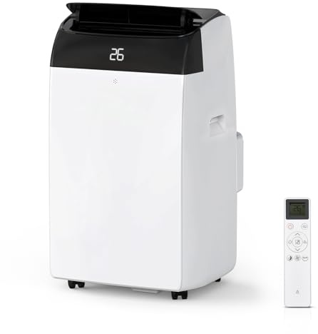 12000 BTU Portable Air Conditioner, 5-in-1 Mobile AC Unit with Cooling, Heating & Dehumidifier, 3 Fan Speeds, Sleep Mode, 24H Timer, Remote Control for Rooms Up to 550 Sq ft