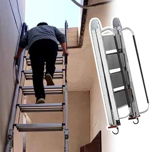 Scala per Soppalco Scala a Soppalco Pieghevole in Metallo, Scaletta Retrattile Robusta per Mansarde e Spazi Ristretti, Scala Portatile per Letti a Castello(8 Steps 1.8-2.2m (70.9-86.6))