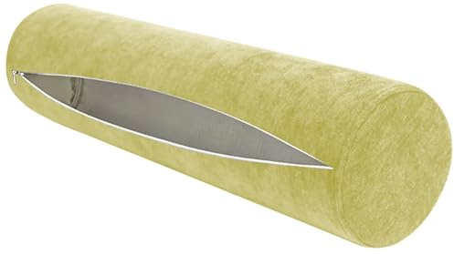 Yekuhe Kissenbezug Nackenrolle 15x40 50x20 60x20 Chenille-Stoff mit Reißverschluss, Nacken Rollen Bezug 25x70 Waschbarer, Maßgeschneiderte Nackenrollenbezug Bezug(Gelb,50x20cm)