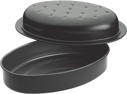 Great British Bakeware 33cm Vitreous Enamel Roasting Tin with Lid, Heavy Duty Vitreous Enamel Bakeware, Roasting Tray, Baking Tin, Made in England, Scratch Resistant, Oven Dish with Lid