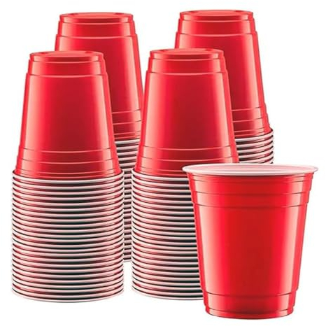 Ayn Al Madina 16oz Pack of 50 - Beer Glasses - Plastic Disposable Recyclable & Reusable – Drinking Cups for Parties & All Types of Events – Sturdy & Waterproof