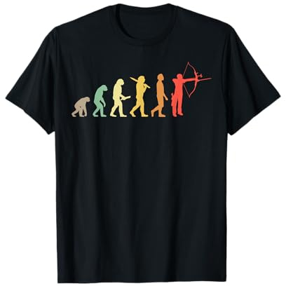 Bogenschütze Geschenkideen Retro Evolution Bogenschützen T-Shirt, Herren, Schwarz, S, Klassische Passform, Kurzarm, Crew-Ausschnitt