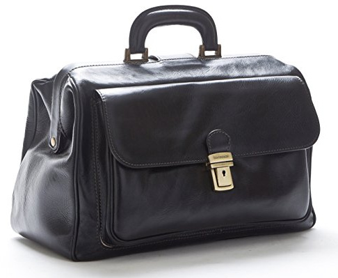 Arzttasche aus Echtem Leder - D&D0203 - Made in Italy (Schwarz)