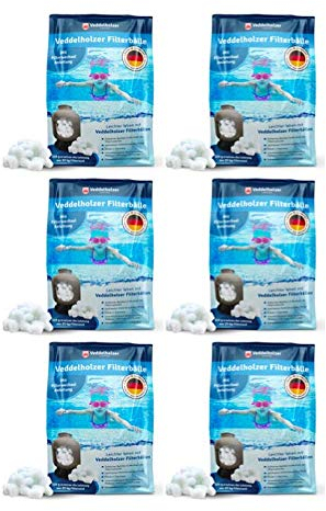 Veddelholzer Pool Filterbälle leichtestes Material für Beste Leistung ersetzt 150kg Filtersand Quarzsand aus Deutschland Poolzubehör Poolreiniger Sandfilteranlage für Salzwasser geeignet
