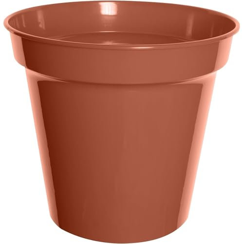 ANGIX 38cm Terracotta Plant Pots - Premium Glossy Plastic Reusable Flower Pots for Indoor & Outdoor Plants, Herbs - Ideal for Cultivation of Cuttings or Pricking Out - Garden Planters