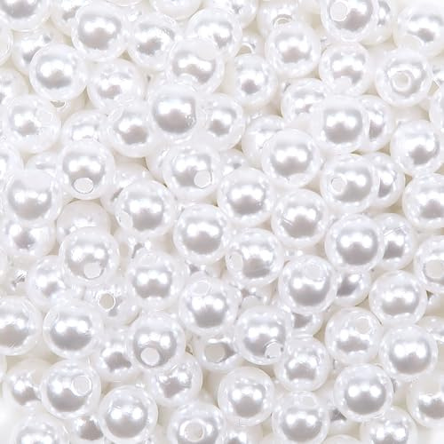 TOAOB 200 Pezzi Perle per Braccialetti 8mm Bianche Perle Acrilico Decorative Perla Rotond Beads per Bigiotteria Fai Da Te Artigianato Collane Bracciali
