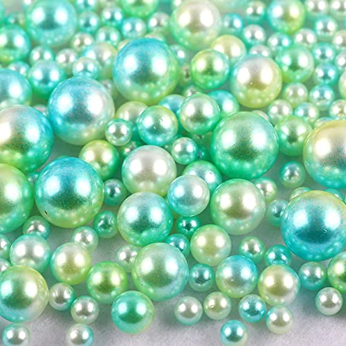 360 Stk 3-10mm Runde Kunststoffperlen ohne bohrung, Bunte Bastelperlen Perlen,Perlen zum Basteln für DIY Schmuck Zubehör, Streudeko Deko Perlen für Hochzeit Taufe Party Vasenfüller Tischdeko,Blau Grün
