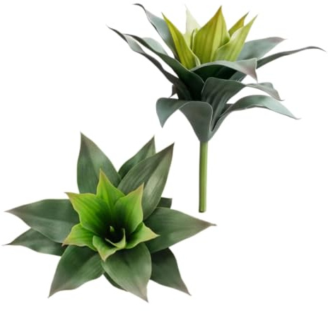 XZJMY Künstliche Agave-Pflanze, künstliche Agave-Sukkulenten, UV-beständig, künstliche Agave-Pflanzen für Zuhause, Büro, Geschäft, Dekoration (weiß, grün, 2 Stück)