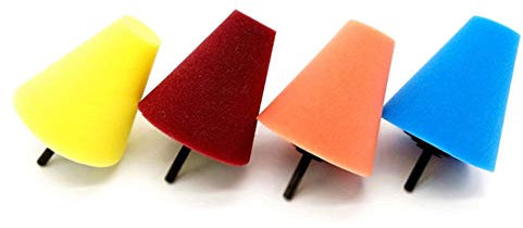 SHITOARIAR 4Pack Cone-shaped Sponge Foam Pad Polishing Wax Polisher - Drill Buffing Sponge Ball Kit for Automotive Car Wheels Hub Care