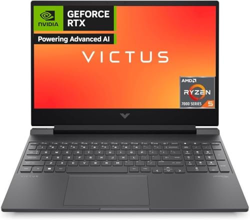 HP Victus 15-fb1000sl Notebook, AMD Ryzen 5-7535HS, RAM 16GB, 512GB SSD NVMe PCIe M.2, Display 15.6 FHD IPS 144 Hz, Scheda Grafica Nvidia GeForce RTX 2050 4GB, Wi-Fi 6E, FreeDOS, Grigio